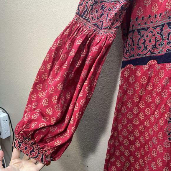 Vintage Sundeep Boho Dress 60s 70s Indian Peasant Hippie Prairie Woodstock XS/S - Picture 8 of 14